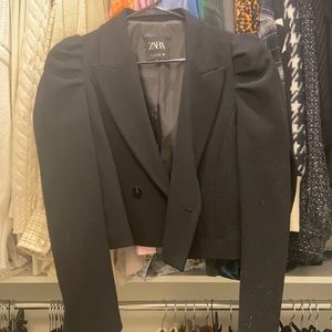 Black tuxedo cropped blazer